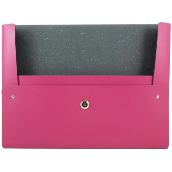 JAM Paper Italian Leather Snap Closure Portfolio Fuchsia {4}