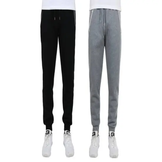Galaxy by Harvic Men's Fleece-Lined Jogger Sweatpants With Zipper Pockets 2 Pack Black and Heather Gray {1}
