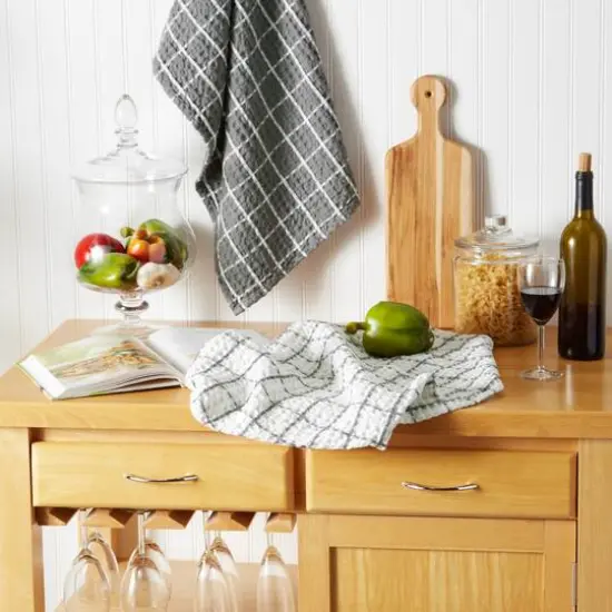DII® Windowpane Oversized Washed Waffle Dishtowels, 2ct. Gray {7}