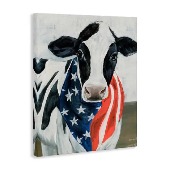 Stupell Industries Farm Cow American Flag Animal Canvas Wall Art {4}