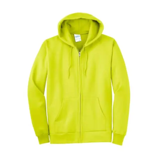 Port & Company® Essential Fleece Full-Zip Hooded Sweatshirt Safety Green {1}