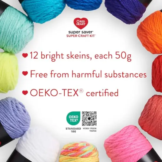 Red Heart&reg; Super Saver&reg; 12 Skein Super Craft Yarn Kit Brights {6}