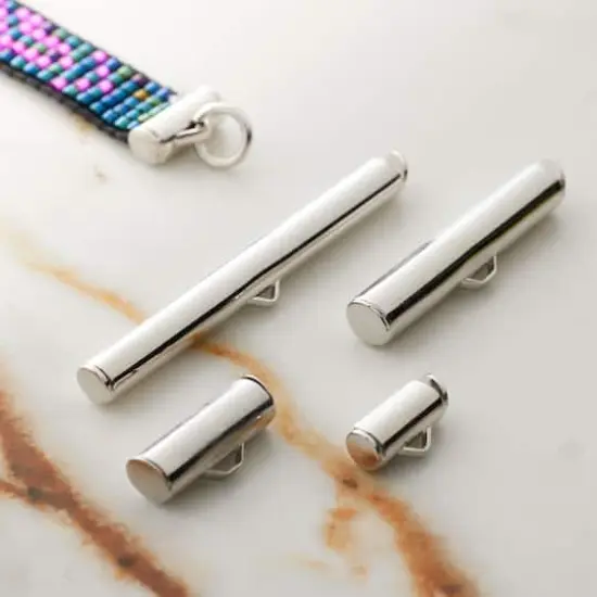 Mixed Metal Slider End Tubes by Bead Landing&trade; Rhodium {3}