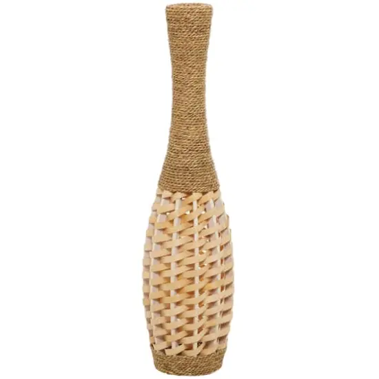 Brown Seagrass Handmade Thin Woven Floor Vase {1}