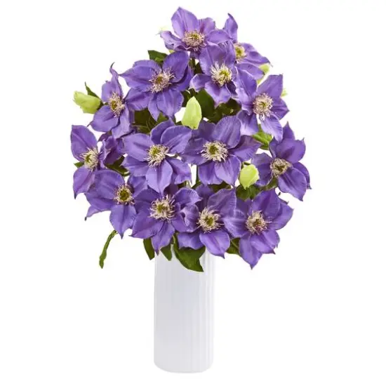 21" Anemone Arrangement In White Vase Lavender {1}