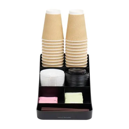 Mind Reader Anchor Collection 7-Compartment Black Coffee Cup and Condiment Dispenser, 2ct. {6}
