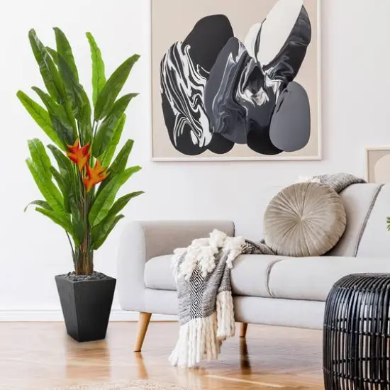 6.5ft. Green Heliconia Artificial Plant in Slate Planter {3}