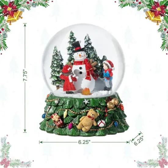 Glitzhome&reg; 150mm Christmas Resin Lighted Musical Snowflakes Snowman Waterglobe {9}