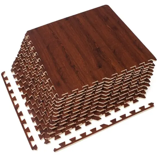 Sorbus 24" Interlocking Floor Tile Mats, 12ct. Mahogany {1}