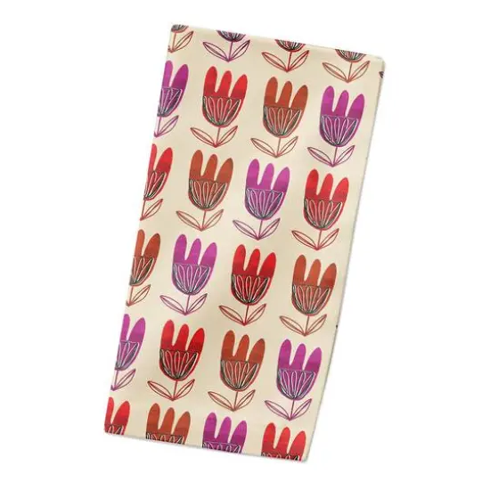 Modern Floral Pattern 10" x 10" Cotton Twill Napkin {3}