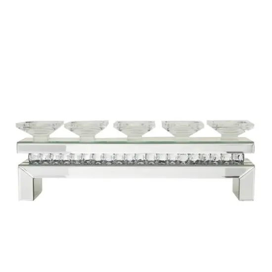 Set of 3 Silver MDF Glam Candle Holder, 7" x 20" x 4" {6}