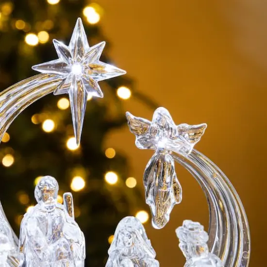 Glitzhome&reg; 9" Christmas Lighted Acrylic Tabletop Nativity Scene Figurine {5}