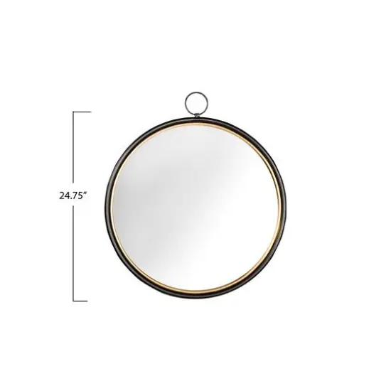 Hello Honey&reg; Black & Gold Framed Round Accent Mirror {4}
