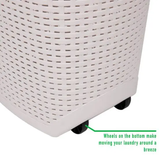 Mind Reader 60L Wheeled Hamper with Cutout Handle Ivory {8}