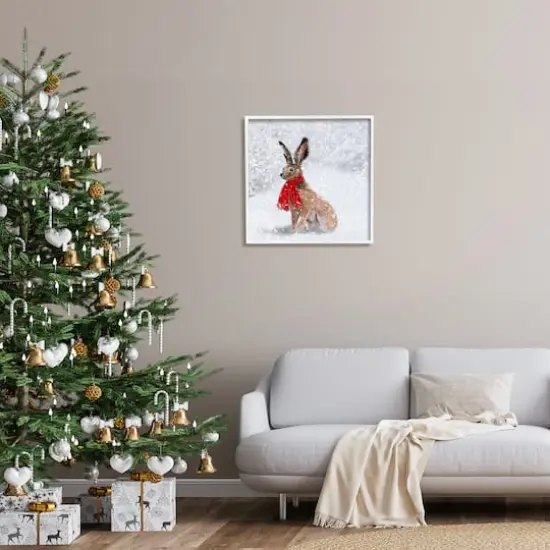 Stupell Industries Winter Rabbit Scarf Landscape Framed Giclee Art White {3}