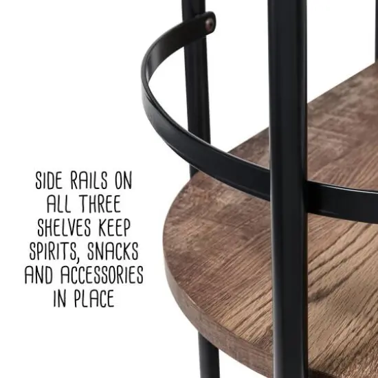 Honey Can Do 3-Tier Black & Rustic Brown Rolling Bar & Serving Cart {17}