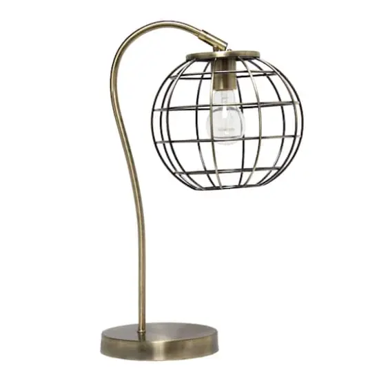 Lalia Home 20" Arched Metal Cage Table Lamp Antique Brass {1}