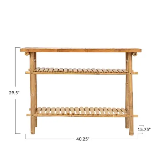 Hello Honey&reg; Natural Tall Bamboo Accent Table with 2 Shelves {12}