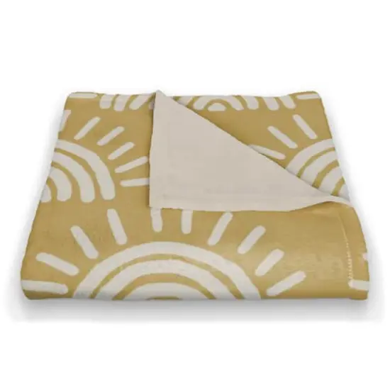 Sun Pattern Coral Fleece Blanket Yellow {3}