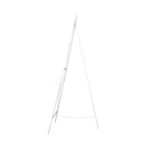 64" White Metal Adjustable Minimalist Floor Easel with Chain Support {3}