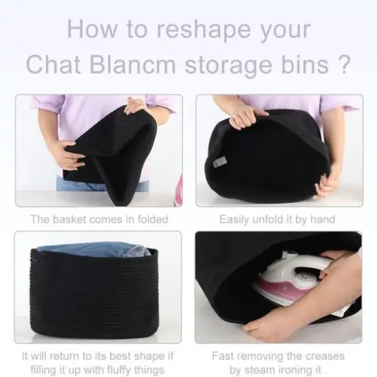 NEX&trade; Black Cotton Rope Storage Baskets, 3ct. {5}