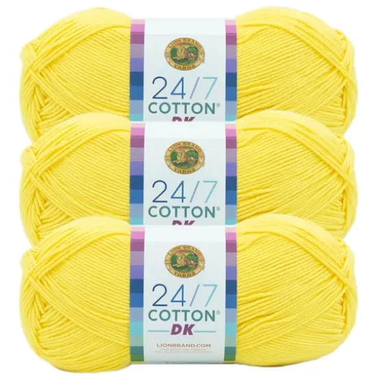 3 Pack Lion Brand&reg; 24/7 Cotton&reg; DK Yarn Lemon Drop {1}