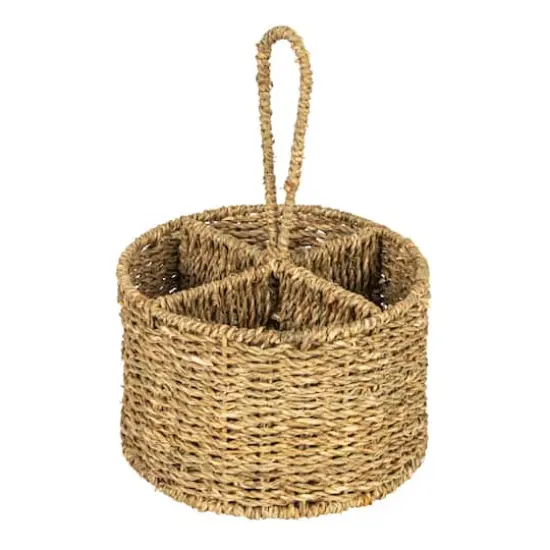 Hello Honey&reg; 11.5" Natural Round Seagrass 4-Section Caddy {1}