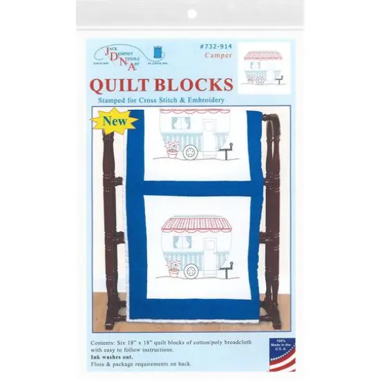 Jack Dempsey Stamped For Embroidery & Cross Stitch Camper Quilt Blocks {1}