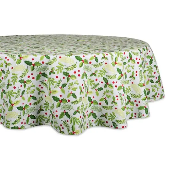 DII&reg; 70" Round Boughs of Holly Print Tablecloth {1}