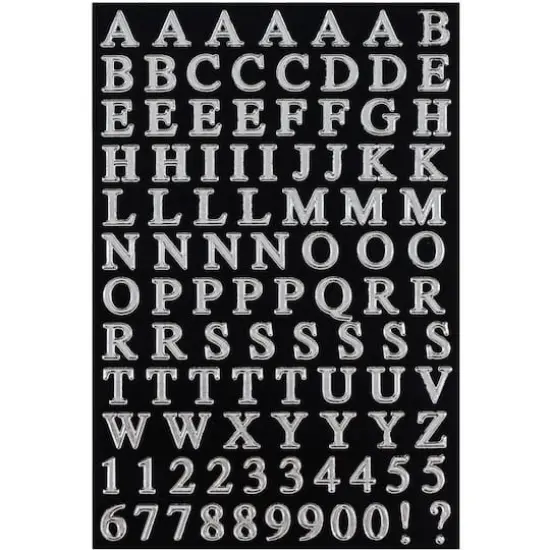 JAM Paper Silver Upper & Lower Case Alphabet Letter Stickers {3}