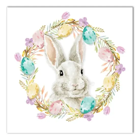 Easter Bunny Wreath 16" x 16" Canvas Wall Art {1}