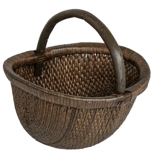 Hello Honey&reg; 14" Brown Antique Finish Hand-Woven Wicker Basket {9}