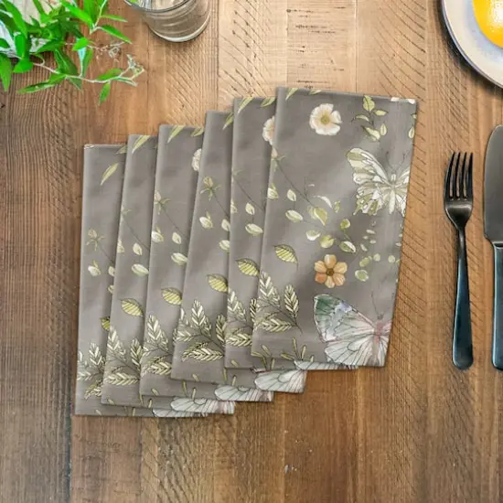 Butterfly Cotton Twill Napkin Gray {4}