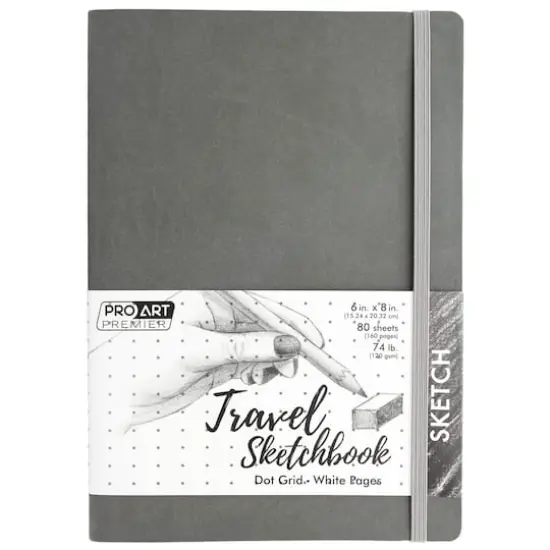 Pro Art&reg; Premier Gray Dot Grid Travel Sketchbook, 6'' x 8''  {1}