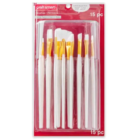 White Taklon 15 Piece Brush Pack by Craft Smart&reg; {4}