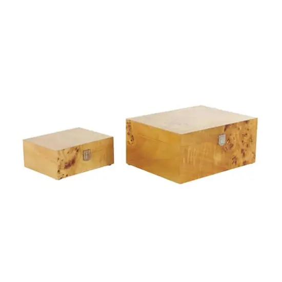 Brown Wood Storage Box with Natural Wood Grains & Silver Latches, 2ct. {4}