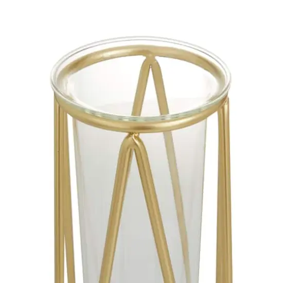 CosmoLiving by Cosmopolitan 9" Gold Modern Iron Vase Set {5}
