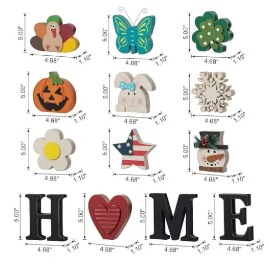 Glitzhome&reg; Wooden Interchangeable HOME Tabletop D&eacute;cor Set {9}