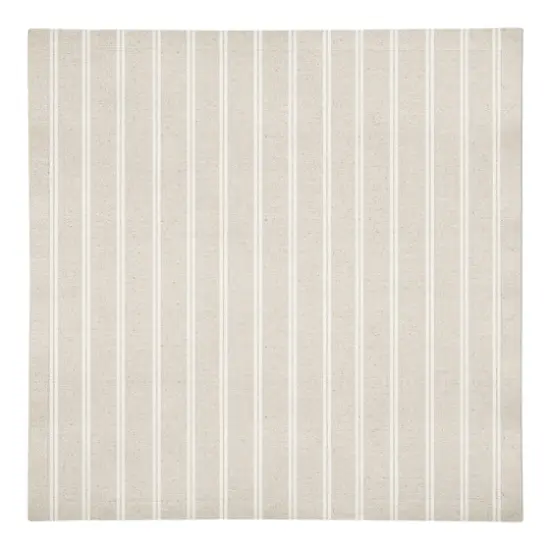 Cream & White Ticking Stripe Cotton Twill Dinner Napkin {1}