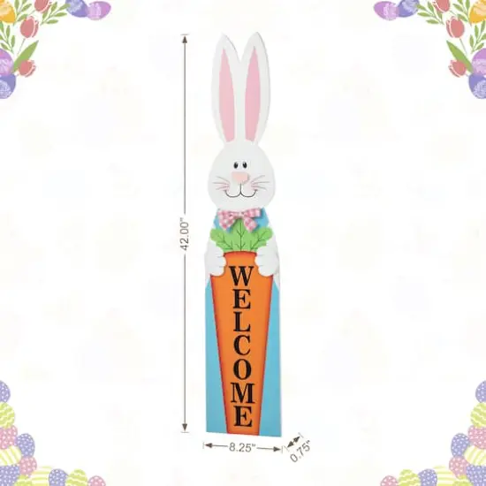 Glitzhome&reg; 42" Easter Wooden Bunny Welcome Porch Sign {8}