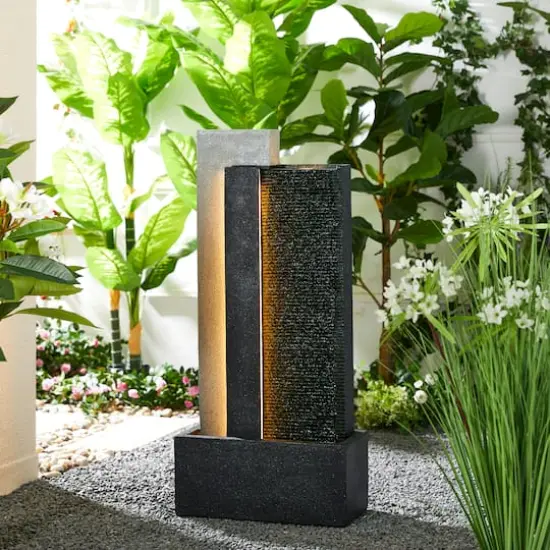 Glitzhome&reg; 38.25" Modern LED Textured Surface Outdoor Floor Fountain {3}