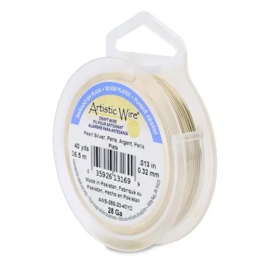 Artistic Wire&reg; 28 Gauge Silver Plated Tarnish Resistant Colored Copper Craft Wire, 40yd. Pearl Silver {1}