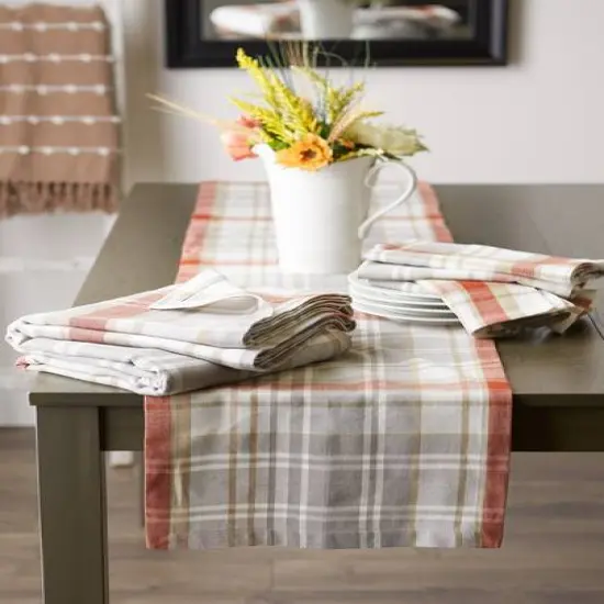 DII&reg; 70" Round Plaid Thanksgiving Cozy Picnic Tablecloth {7}
