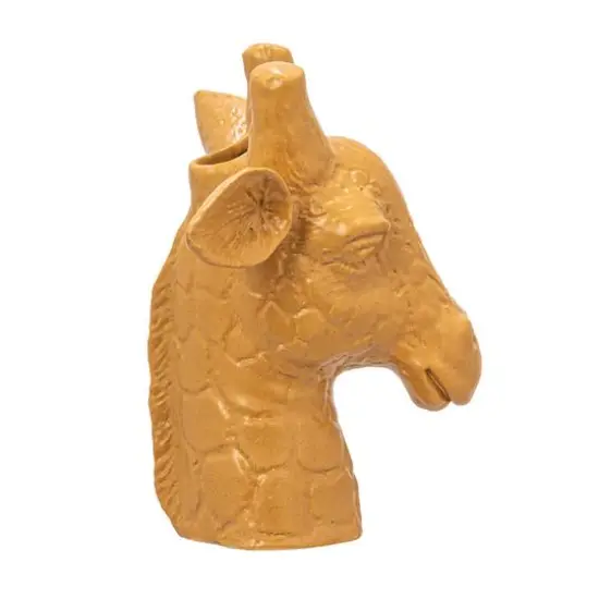 Hello Honey&reg; 10.25" Matte Mustard Reactive Glaze Stoneware Giraffe Head Vase {6}