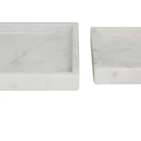 Modern Marble Tray with Raised Border Set White {4}
