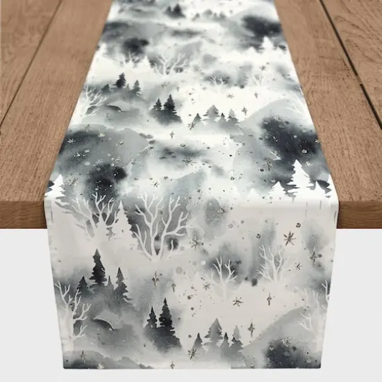72" Neutral Forest Landscape Twill Table Runner {1}