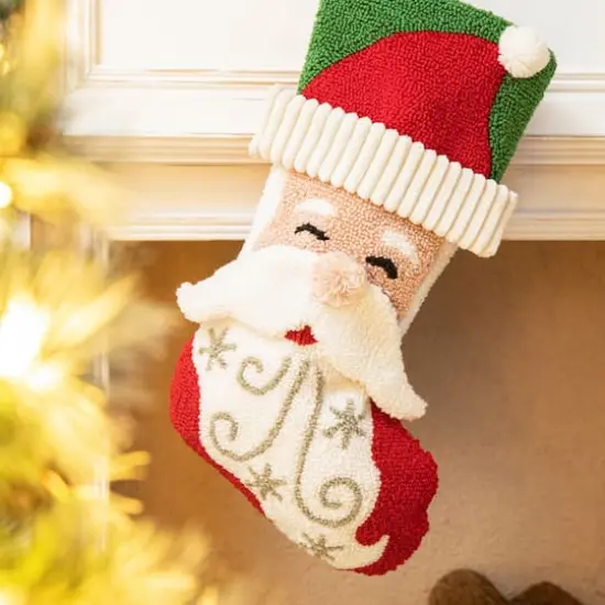 Glitzhome&reg; 20.5" Santa & Snowman Hooked Stocking Set {6}