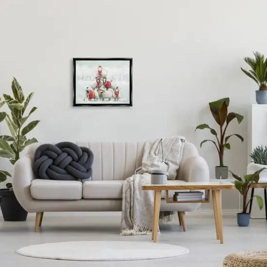 Stupell Industries Winter Sheep Snowy Farm Animals Framed Floater Canvas Wall Art Black {3}