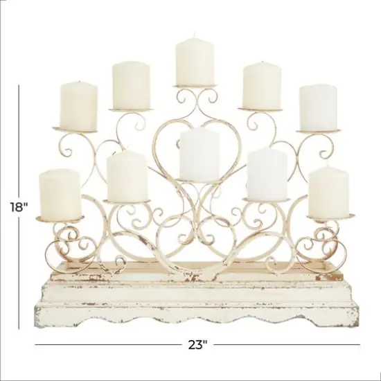 White Iron French Country Candelabra, 18" x 23" x 8" {7}