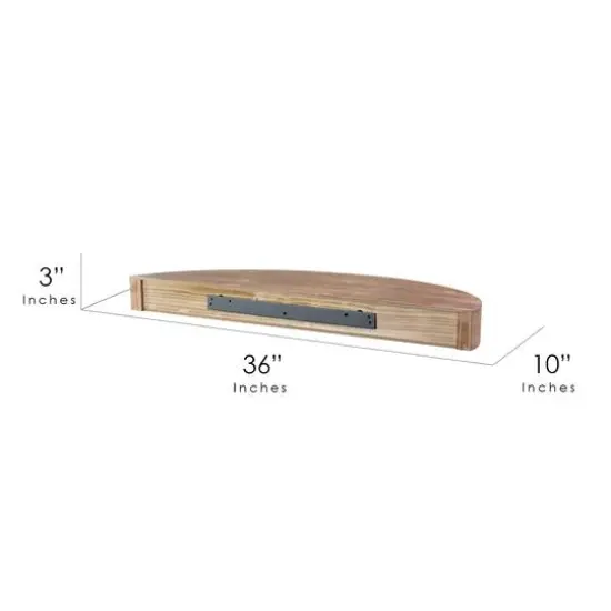 Large Brown Round Wood Floating Wall Shelf {7}
